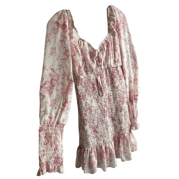 MISSGUIDED Red & White Long Sleeve Ruffled Mini Dress  US 4 - Picture 3 of 7